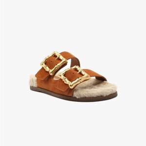 SCHUTZ ENOLA WEEKEND SPORTY COW SUEDE SANDALS Size  7